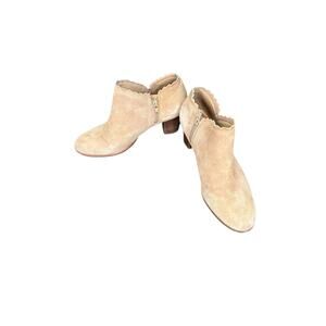 Jack Rogers Brown Oak Marianne Suede Scalloped Bootie‎ Ankle Boots Size 8